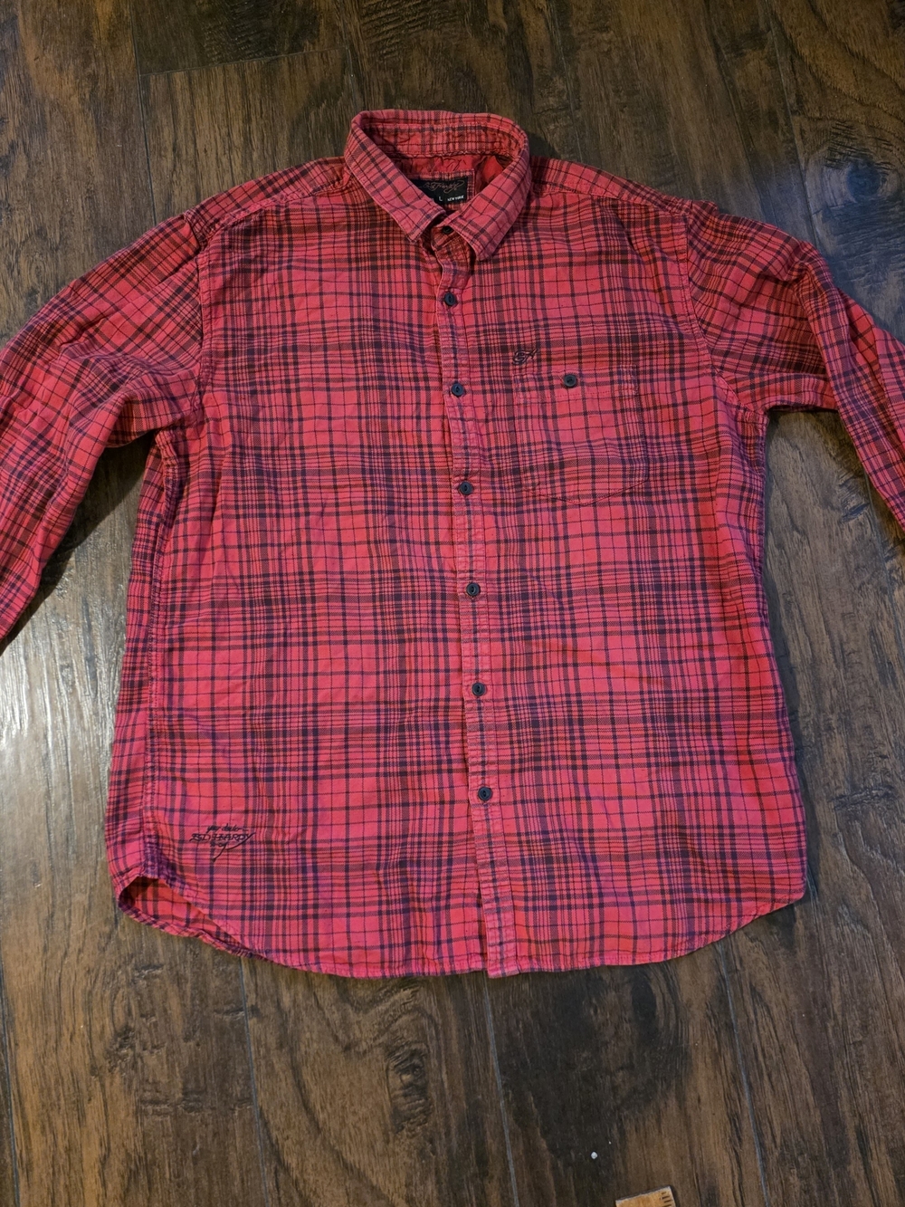Ed Hardy Red Plaid Long-Sleeve Button-Down Shirt